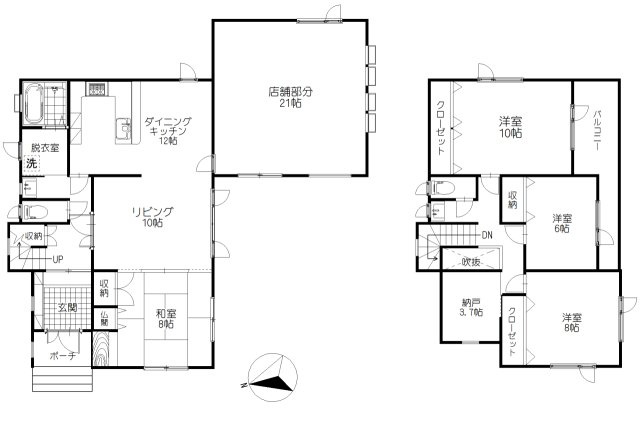 若葉4丁目　店舗付き中古住宅の間取り