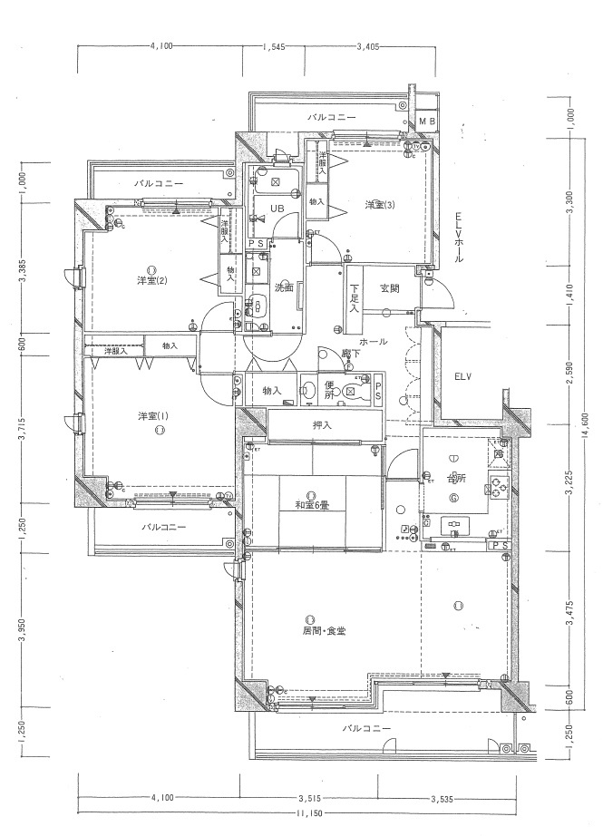宇都宮プラザA棟　５０１号　予約済の間取り