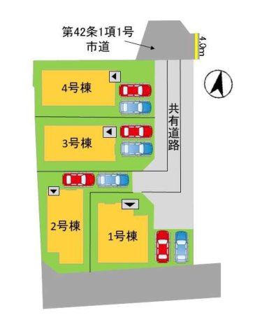 福岡市東区三苫1丁目第2-4棟(1号棟)の区画図|配置図(1号棟)