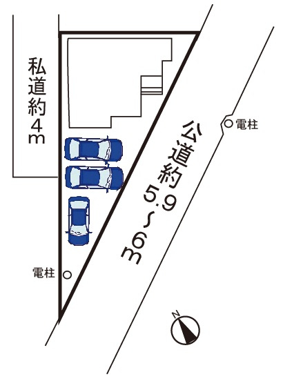 小牧市大字岩崎　新築戸建の区画図|駐車場３台可。