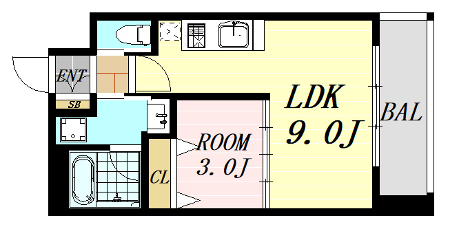 アーバンフラッツ西中島　仲介手数料無料の間取り