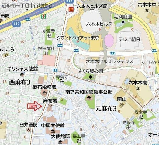 港区西麻布３丁目の賃貸マンションの地図| 