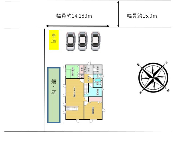 紋別郡遠軽町西町３丁目３－２６０　中古売家の区画図|【区画図】駐車スペース位置など参考にしてください。