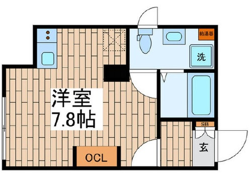 アーデン大森の間取り|洋室7.8帖の1Rバストイレ別独立洗面台！