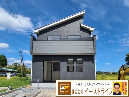 【新築戸建】　いわき市錦町花ノ井3期の外観|2号棟外観写真　完成しました！現在、外構工事中　いつでもご案内いたします！（担当：梶田）