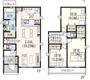 【新築戸建】　いわき市錦町花ノ井3期の間取り|5号棟の間取り図です。ご参照ください。