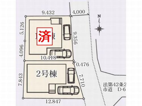 【区画図】 | 【仲介手数料０円】厚木市妻田東3丁目第1期　新築一戸建て　2号棟　全2棟 | 厚木市妻田東3丁目第1期　新築一戸建て　全2棟