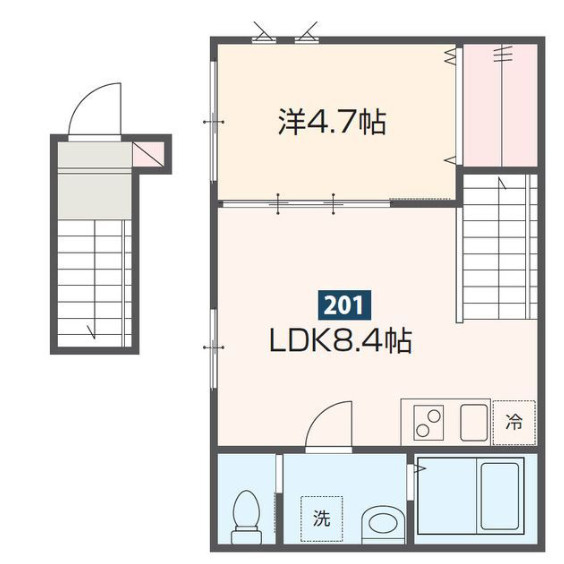 MELDIA駒澤大学　角部屋　最上階　敷金礼金0の間取り