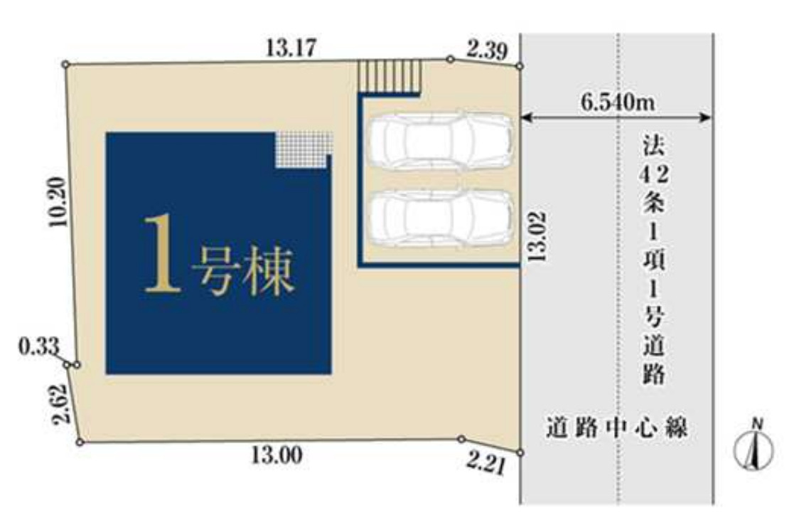横浜市磯子区岡村7丁目 新築戸建て【仲介手数料無料】カースペース2台の区画図