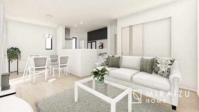 【完成予想図】 | 青く澄み渡った綺麗な空と、陽の光をたっぷりと受ける、そんな新築住宅で新生活をスタートしてみませんか☆彡※CGパースはイメージ画像です。