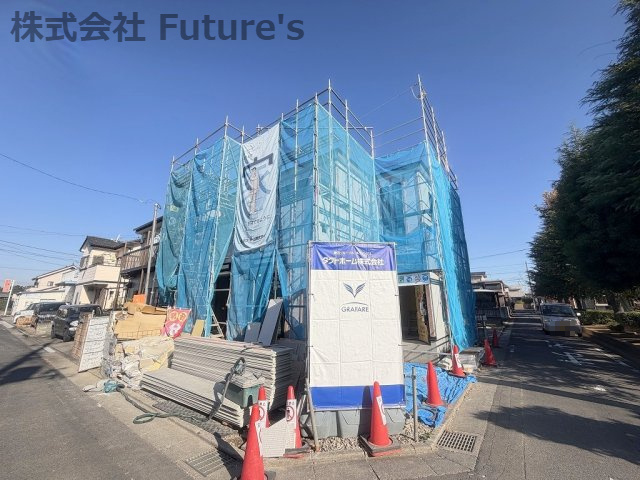 三郷市早稲田8丁目　新築戸建　全1棟の外観|現地の写真になります。
