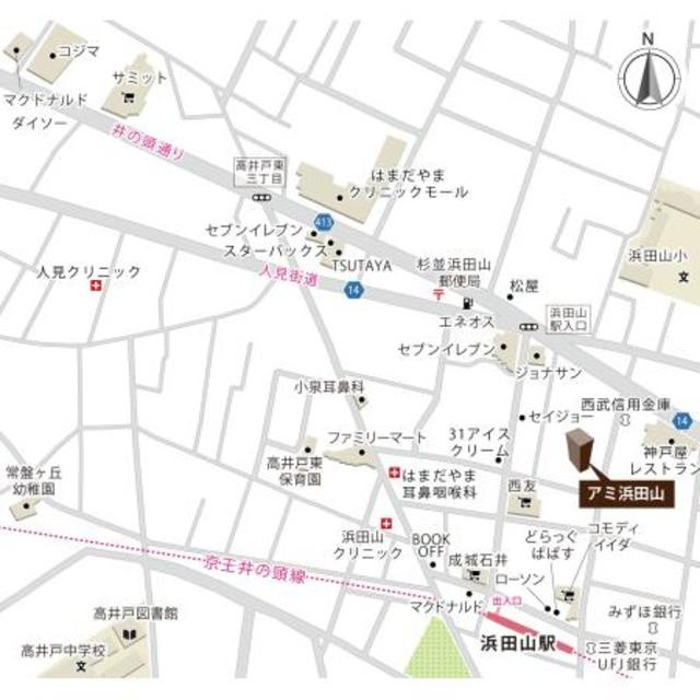 アミ浜田山の地図