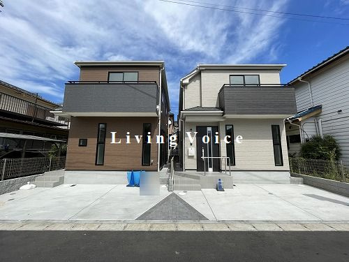 【外観】 | 【仲介手数料０円】座間市栗原中央1丁目　新築一戸建て　1号棟　全2棟 | 全体　座間市栗原中央1丁目　新築一戸建て　全2棟