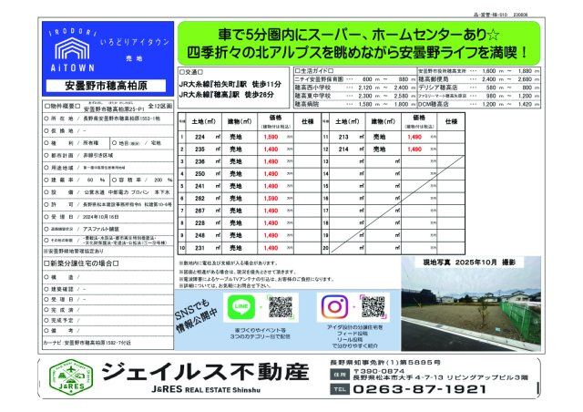 安曇野市穂高柏原　土地　1号棟の地図