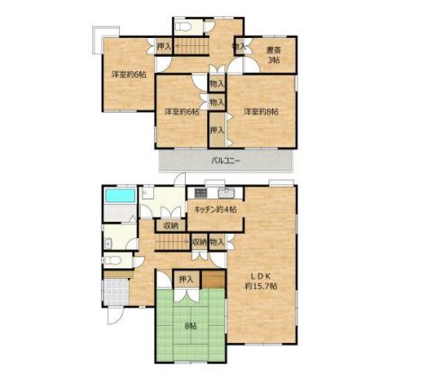 龍ヶ崎市南が丘４丁目　中古戸建の間取り