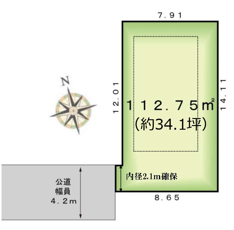 敷地面積34坪　売地　川越市仙波町三丁目