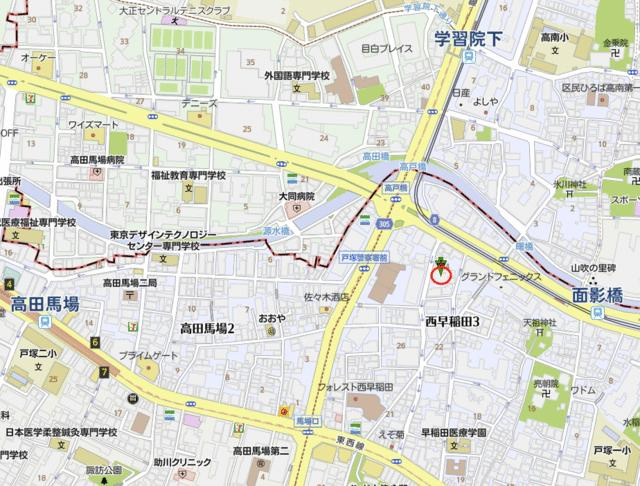 マンション高田馬場の地図| 