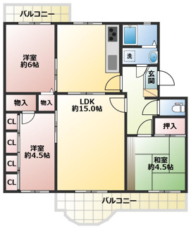 【間取り】 | 横尾２団地　８１号棟　１階 | 3LDK、価格1350万円、専有面積71.5平米、バルコニー面積10平米 3LDK♪大容量収納で住空間スペースをスッキリ広々と使えます♪
リフォーム履歴多数ありです♪