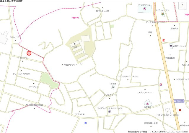 12/15商談中　土地　高山市中山町　1,000万円（10/31 新規）の地図