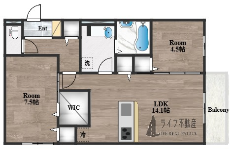 おばつじアイビーコートB棟　仲介手数料無料の間取り