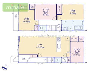 【間取り】 | 小学校9分　リビング18.5帖　芝山5　3号棟