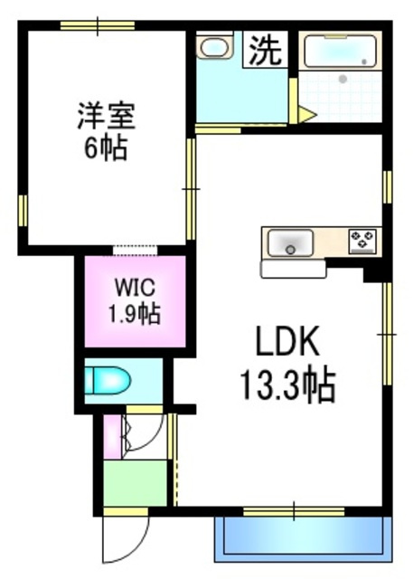Maison de M Kitazawaの間取り|ウォークインクローゼット付きの角部屋です