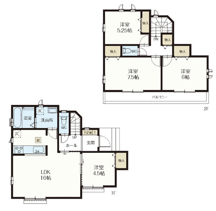 仲介手数料無料　東村山市多摩湖町　新築戸建　全２棟の間取り