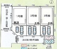 平塚市立野町　新築戸建　全３棟の区画図|対象地は3号棟です。