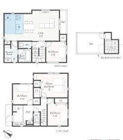 平塚市諏訪町第　新築戸建　全2棟の間取り|ルーフバルコニー付　４LDKです。