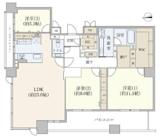 【間取り】 | タワーザ上町台 | 専有面積124.28㎡の大型3LDKです。最上階角部屋の為、採光・眺望・通風良好です。
令和6年11月前面リノベーション完了♪