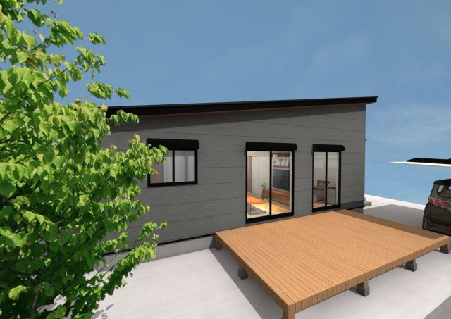 高知市瀬戸西町　建築条件付き土地（平屋プラン）の完成予想図|お子様やワンちゃんも嬉しい庭付き一戸建☆