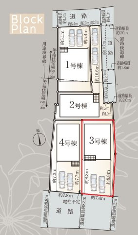 【仲介手数料無料／大治町】大治町西條第19　クレイドルガーデン　新築戸建　3号棟の区画図