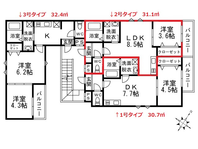花畑プレミアの間取り|1ＬＤＫ