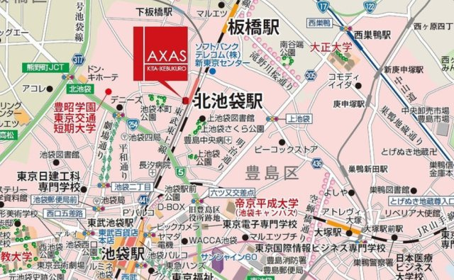 AXAS北池袋の地図