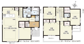 【間取り】 | 清瀬市野塩11期　全1棟　1号棟 | 清瀬市野塩11期　全1棟　1号棟