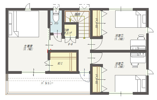 高知市石立町1号地（はりまやタウン）売り土地（建築条件付き）の参考プラン|間取り２