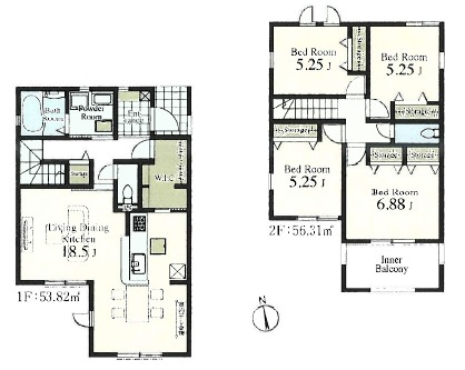 飯能市大字双柳の新築一戸建の間取り|2号棟