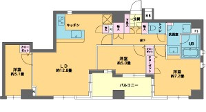 中央区日本橋富沢町の賃貸マンションの間取り