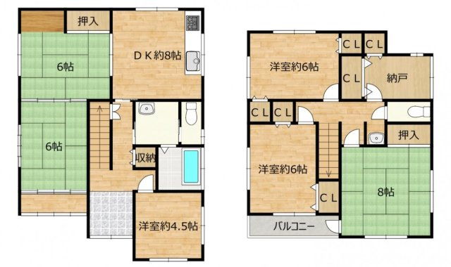 土浦市右籾　中古戸建の間取り