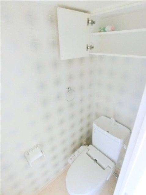 ドルチェ東京池上弐番館のトイレ|棚収納と温水暖房便座付きトイレ