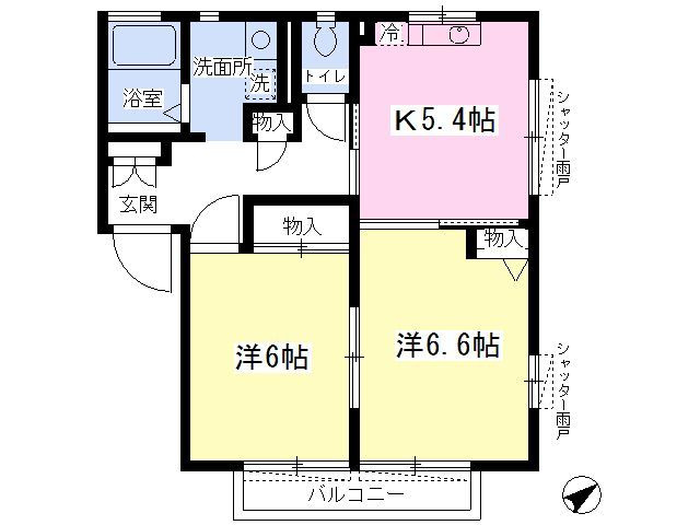 46.37平米　人気の角部屋２K！