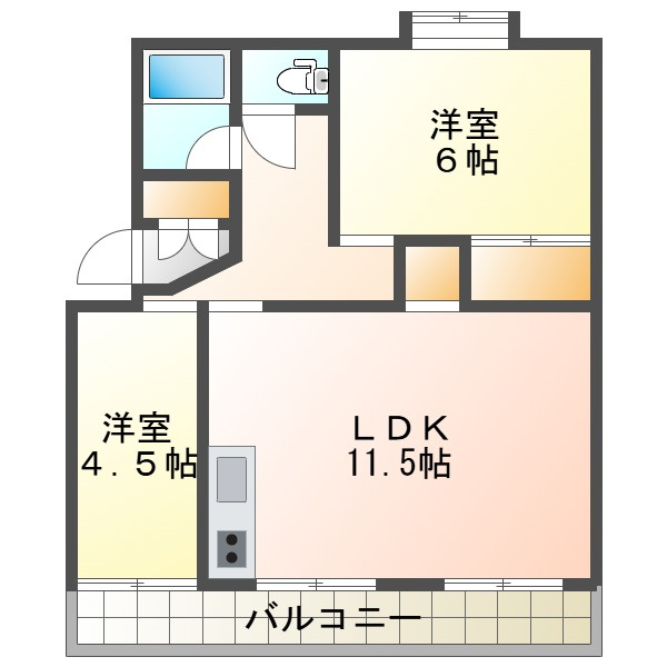 清水が丘コーポラスＡ棟の間取り