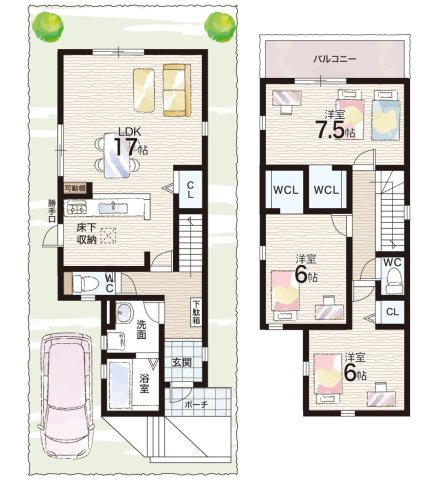 明石市松が丘　第24-1期　新築一戸建ての間取り|1号地