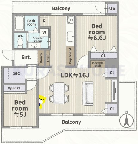 南円明寺ヶ丘団地14棟　2階