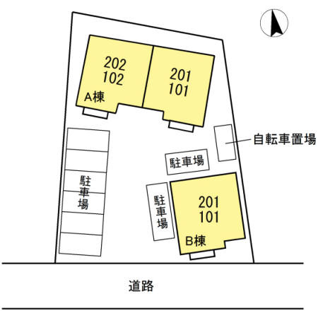 ヴィラ プリュネ Ｂ棟の駐車場