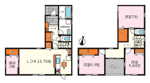 幸田第33菱池　新築分譲住宅　全6棟　1号棟の間取り