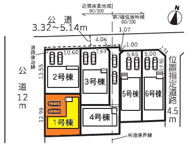 幸田第33菱池　新築分譲住宅　全6棟　1号棟の区画図