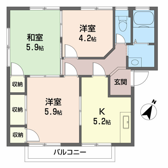 【間取り】 | コーポラスやました　Ⅰ棟 | ３Kのお部屋です