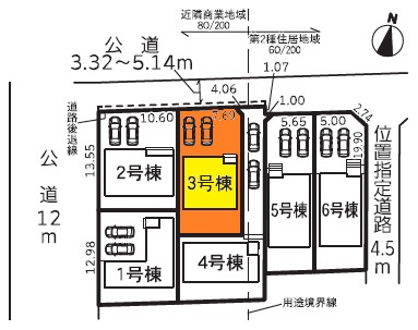 幸田第33菱池　新築分譲住宅　全6棟　3号棟の区画図