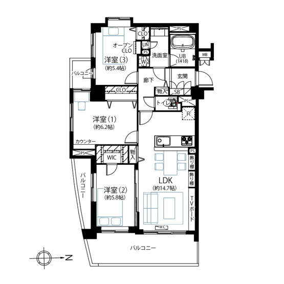 【間取り】 | ウイングストリーム氷川台コート